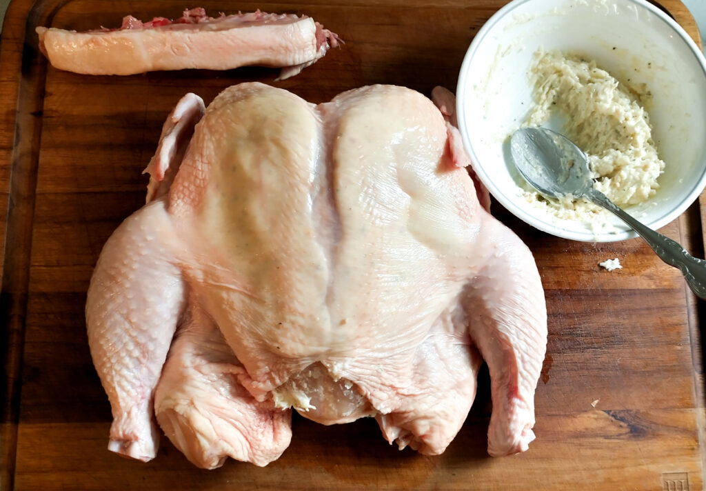 garlic parmesan butter under chicken skin