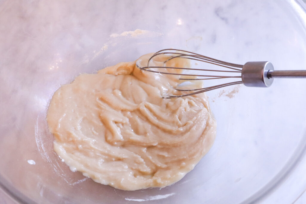 mixing the butter and flour together