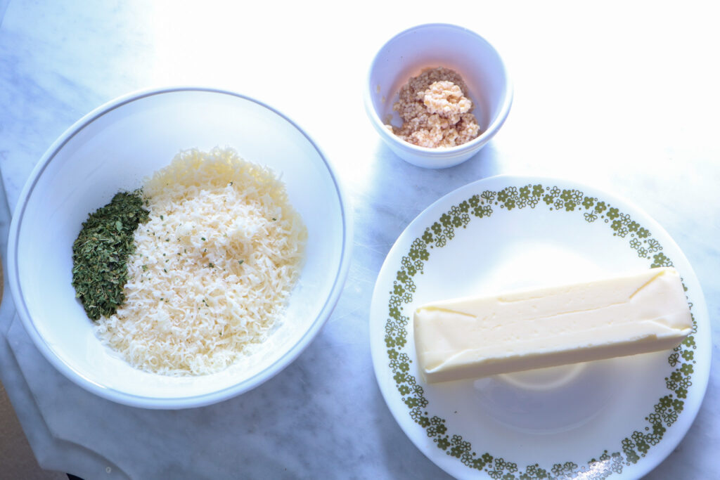 ingredients for parmesan garlic butter 