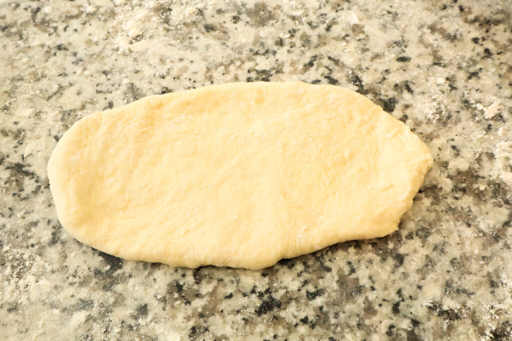 dough rolled into small rectangle