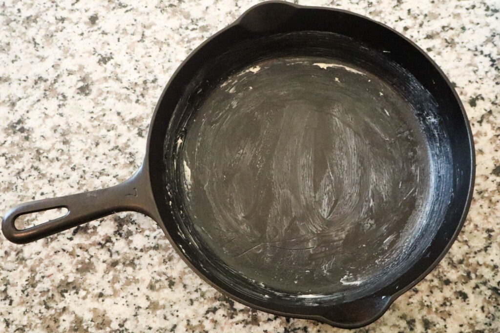 greased cast iron skillet