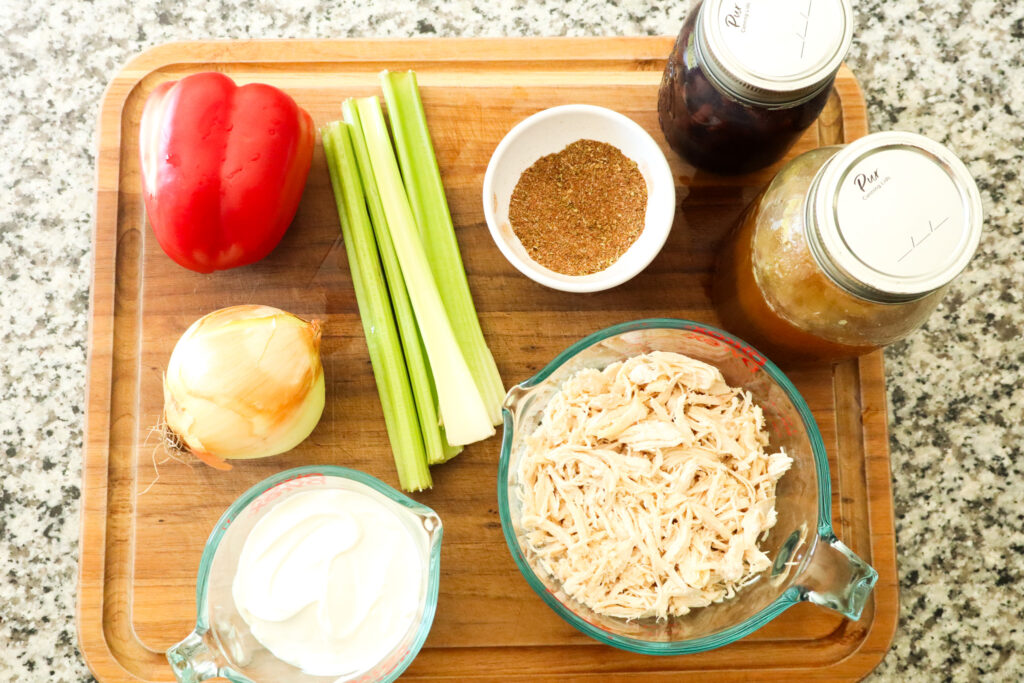 ingredients for white chicken chili on cutting board