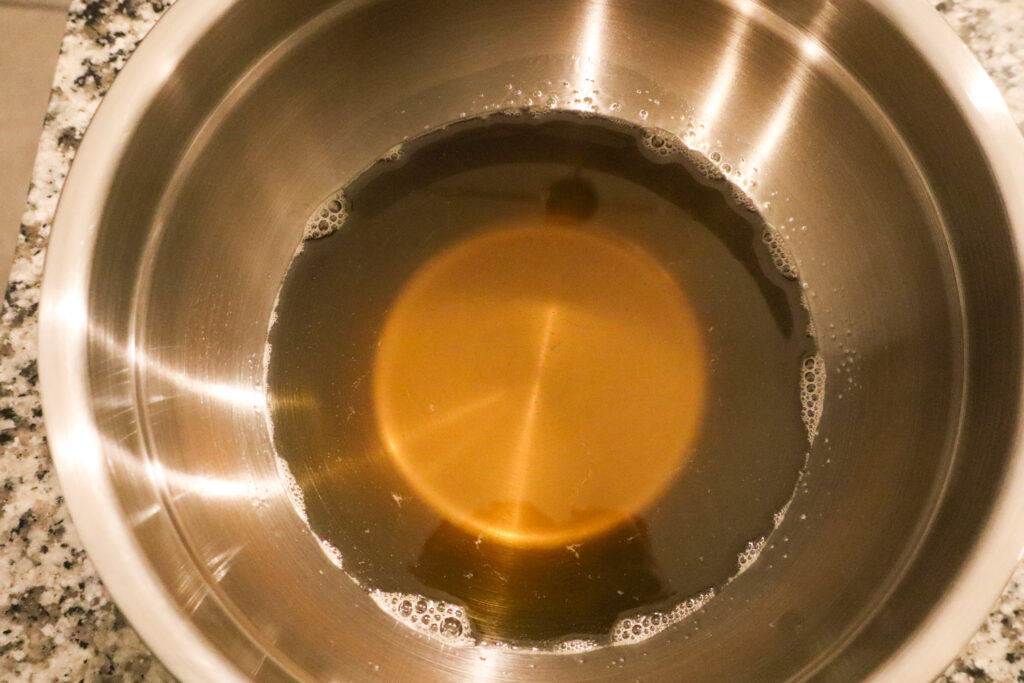 oils and fats for shea butter shampoo bars melted in bowl