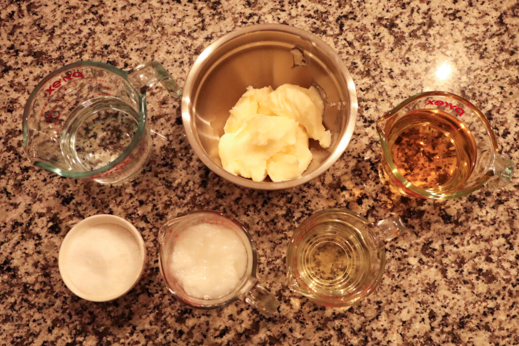 ingredients for avocado and tallow shampoo bar recipe