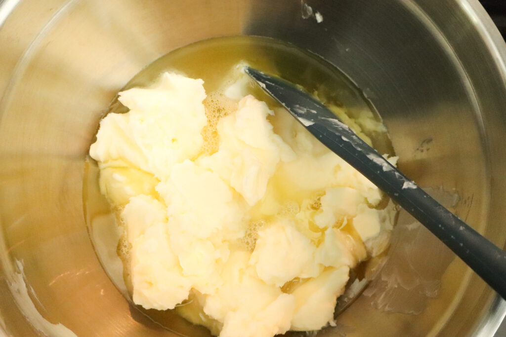 melting tallow in stainless steel bowl
