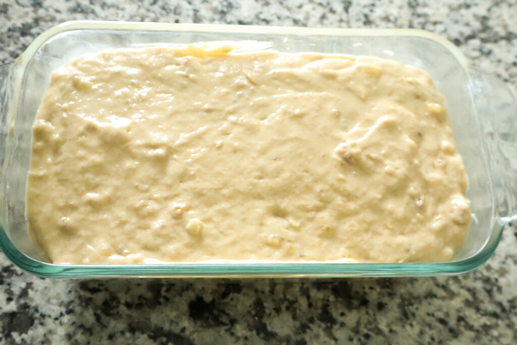 refined sugar free banana bread ready to bake