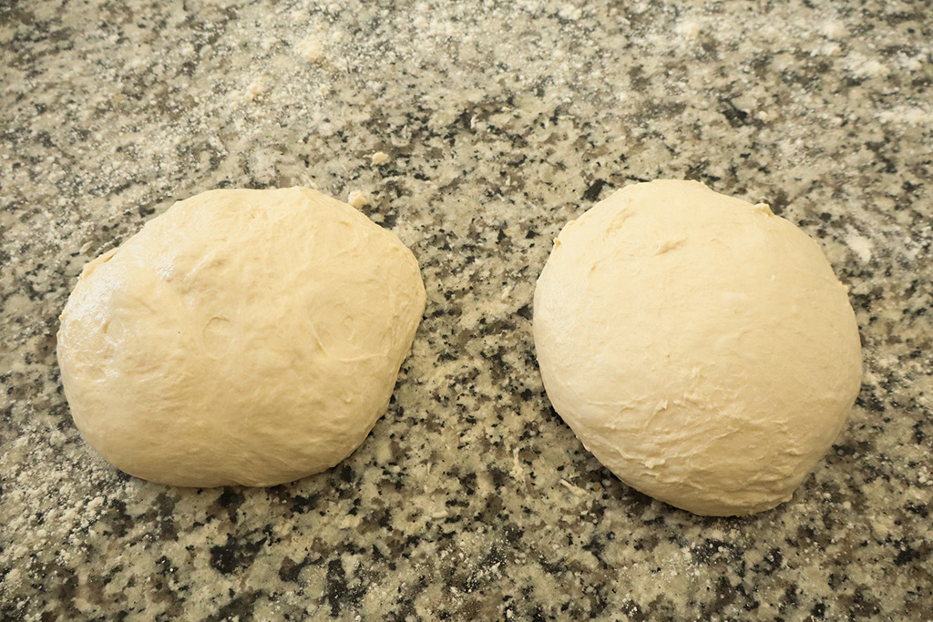 divided dough shaped into a ball
