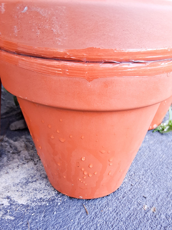 droplets of water on diy olla's