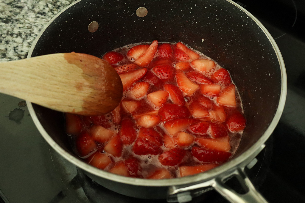strawberries cooking on the stove