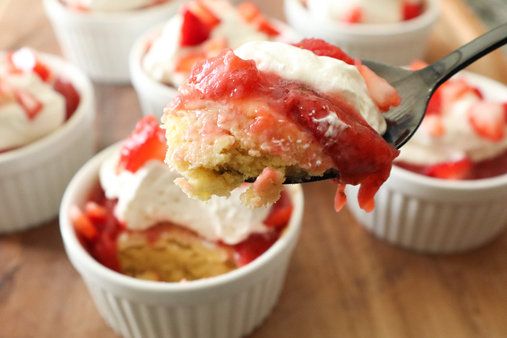 a spoonful of refined sugar free strawberry shortcakes
