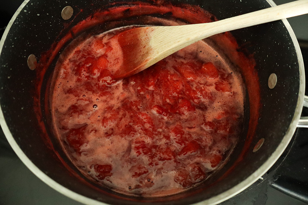 strawberry syrup has reduced and reached gel point