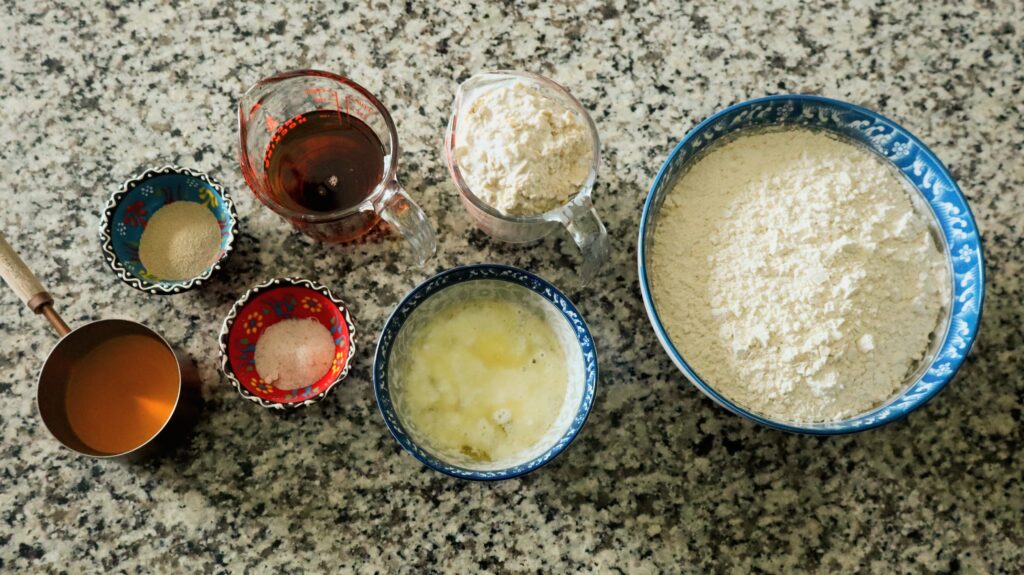 ingredients for honey oat sweet rolls
