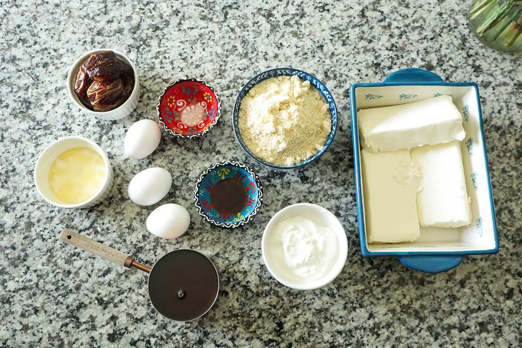ingredients for refined sugar free peanut butter cheesecake