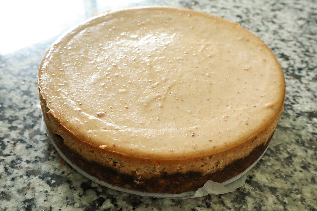 cheesecake after chilling and removed from the spring form pan