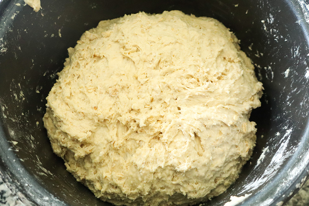 honey oat sandwich bread dough ready to rise