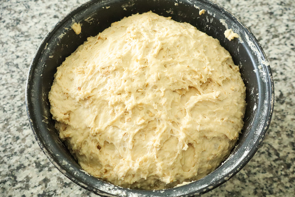 honey oat bread dough doubled in size after rising