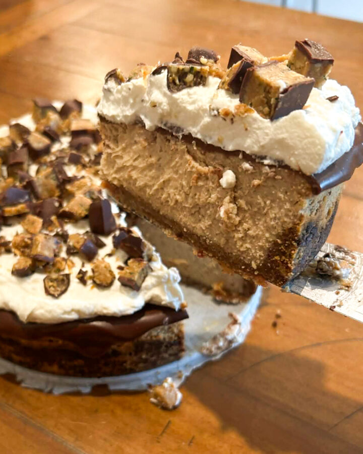 refined sugar free peanut butter cheesecake slice