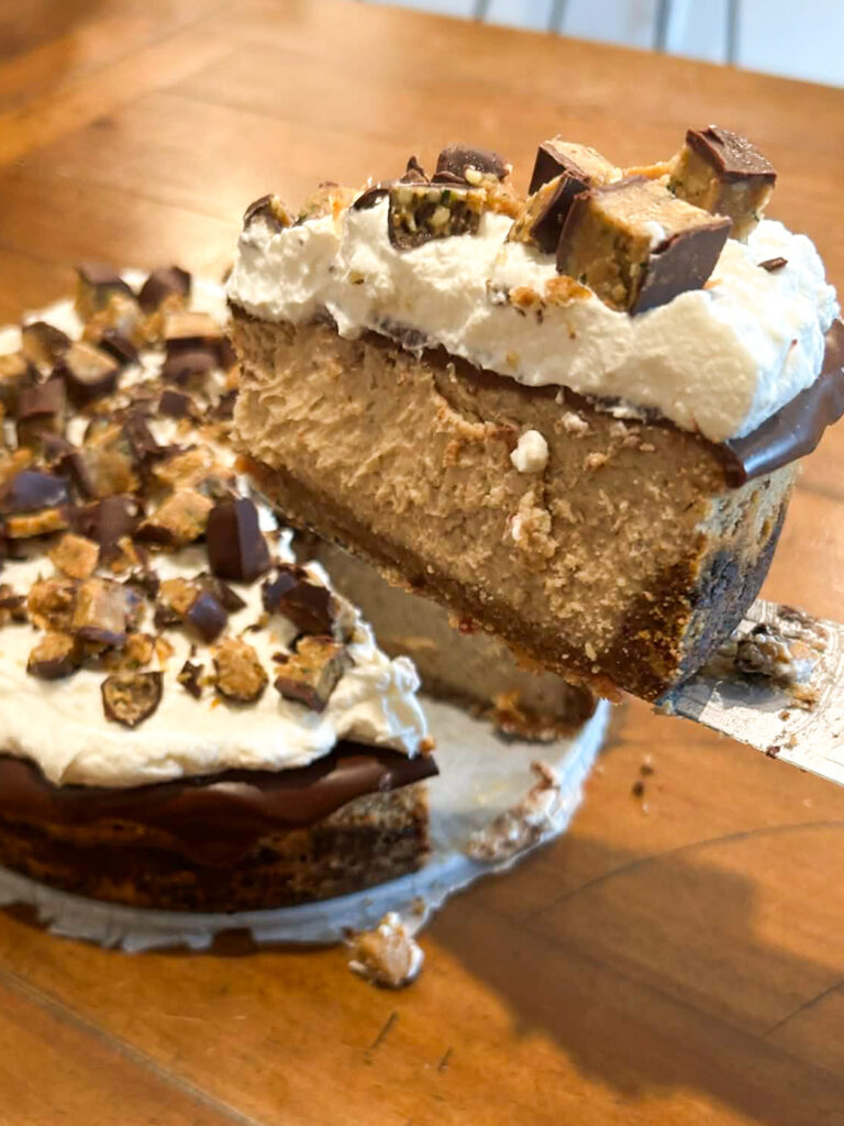 refined sugar free peanut butter cheesecake slice
