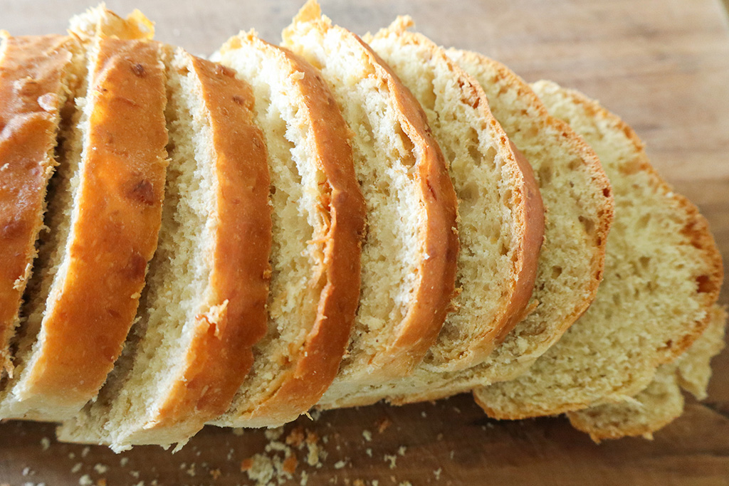 sliced bread on cutting board