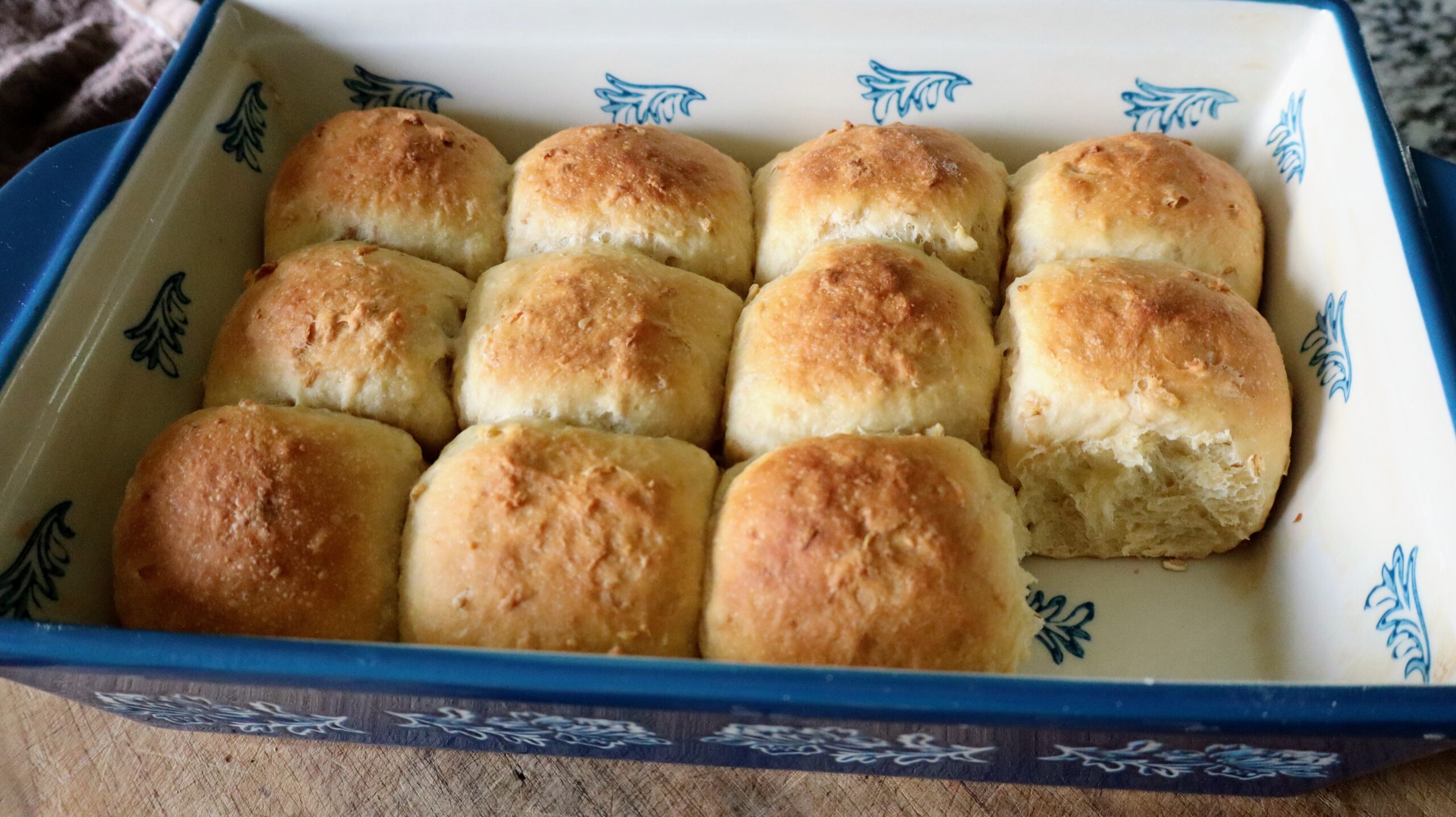 honey oat sweet rolls fresh out of the oven